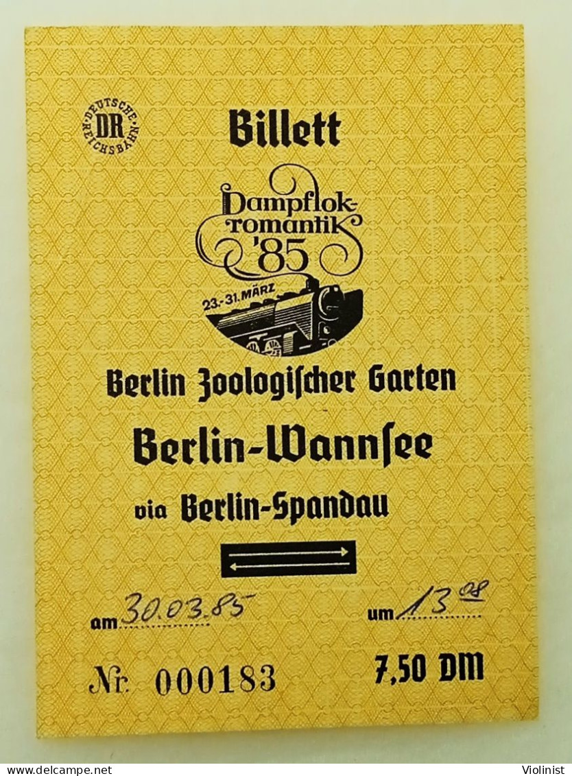 Germany-Steam Locomotive Romance Ticket-Berlin Zoologischer Garten Berlin-Wannsee Via Berlin-Spandau - Europe