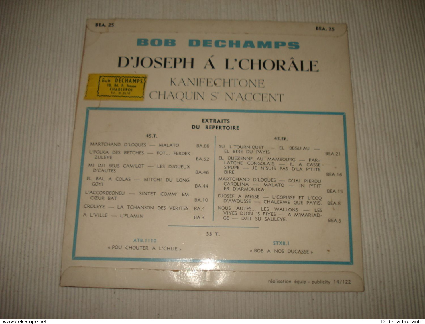 B12 (1) /  Lot  2 X EP 45 T - Bob Dechamps - Petit Prix - Humour, Cabaret