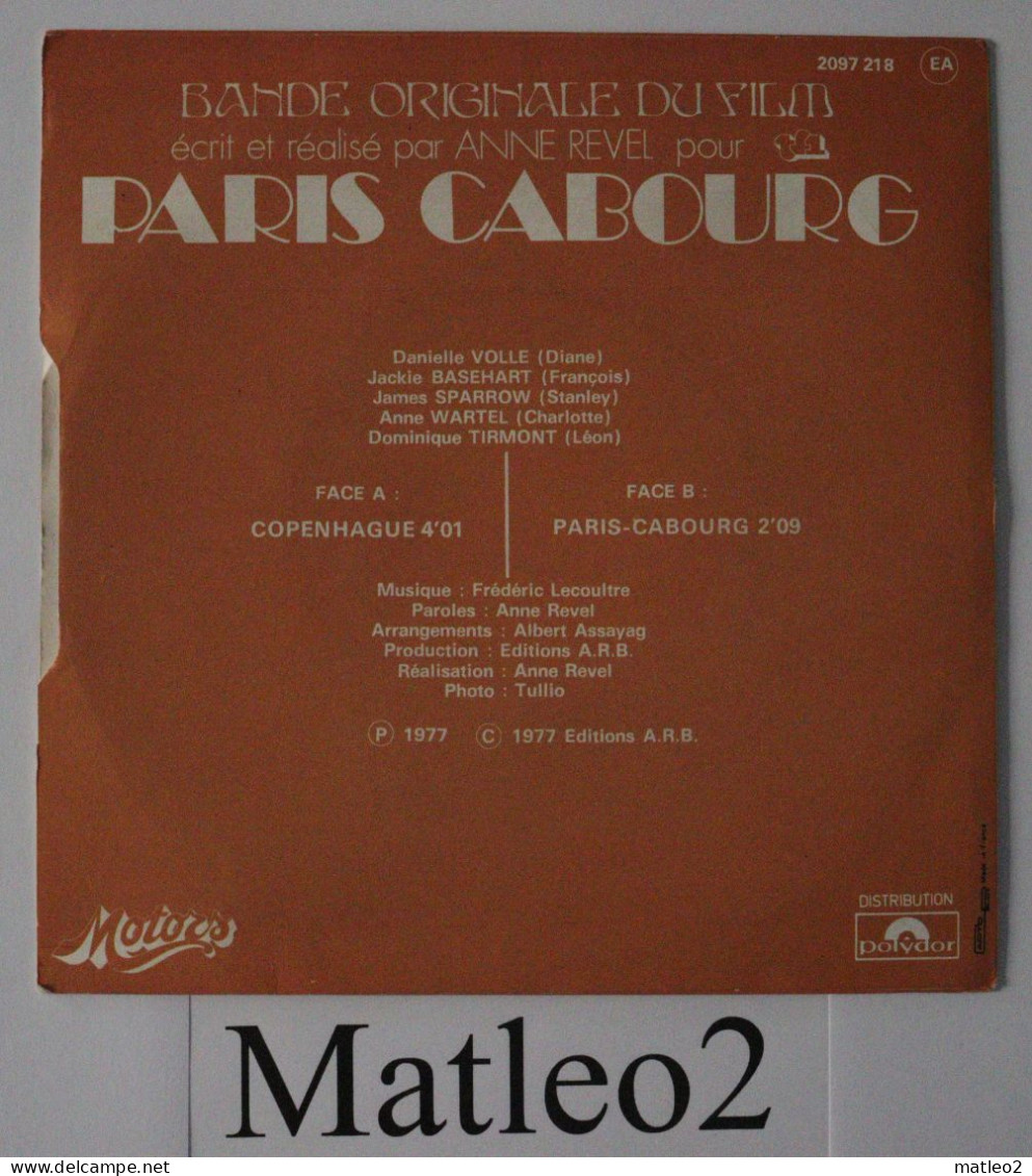 Vinyle 45 Tours : Frédéric Lecoultre - Paris Cabourg (Bande Originale Du Film) - Filmmusik