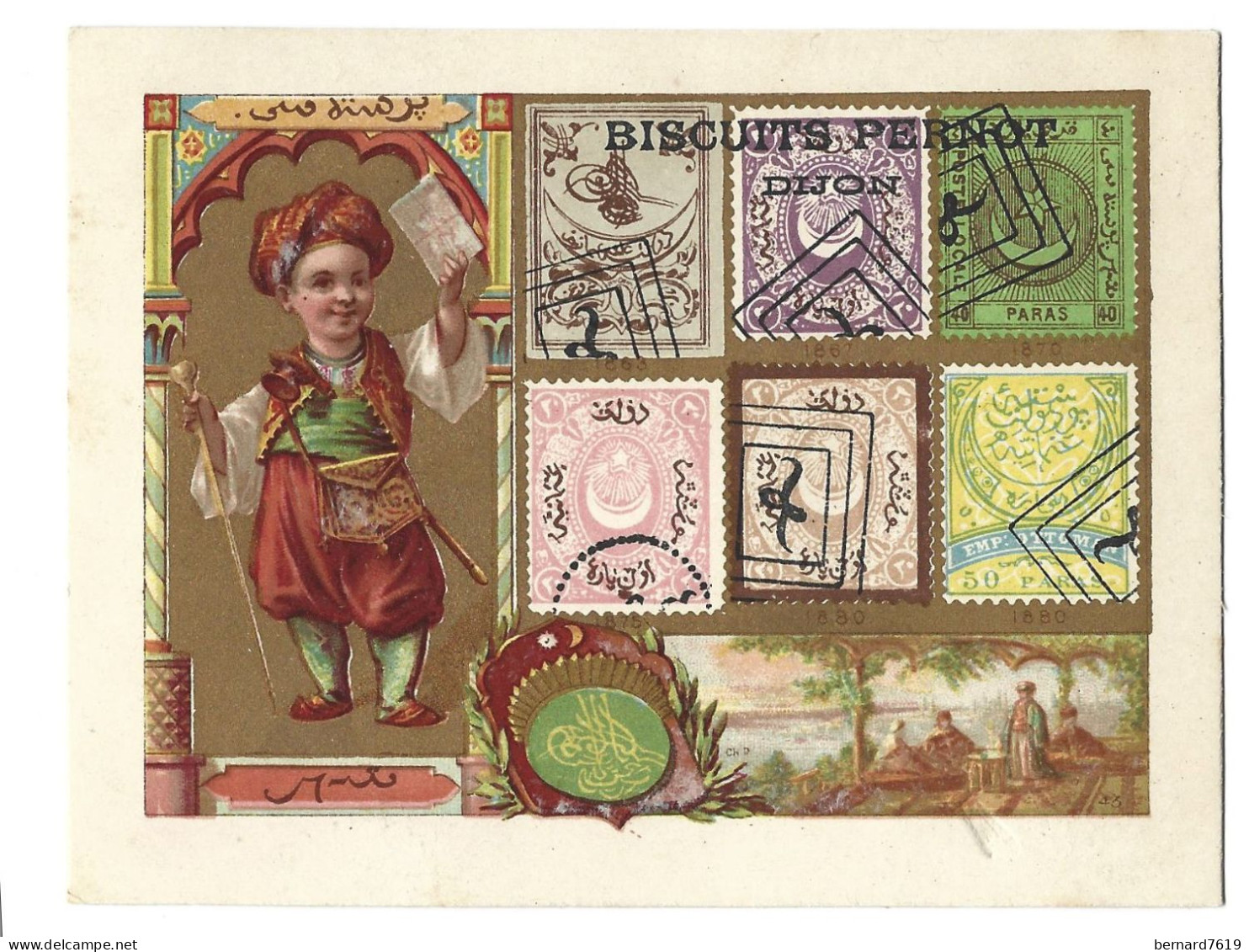 Chromo    Image  - Biscuits Pernot  Dijon  Et Geneve -  Timbres Et Costumes   -  Poste -  Turquie - Pernot