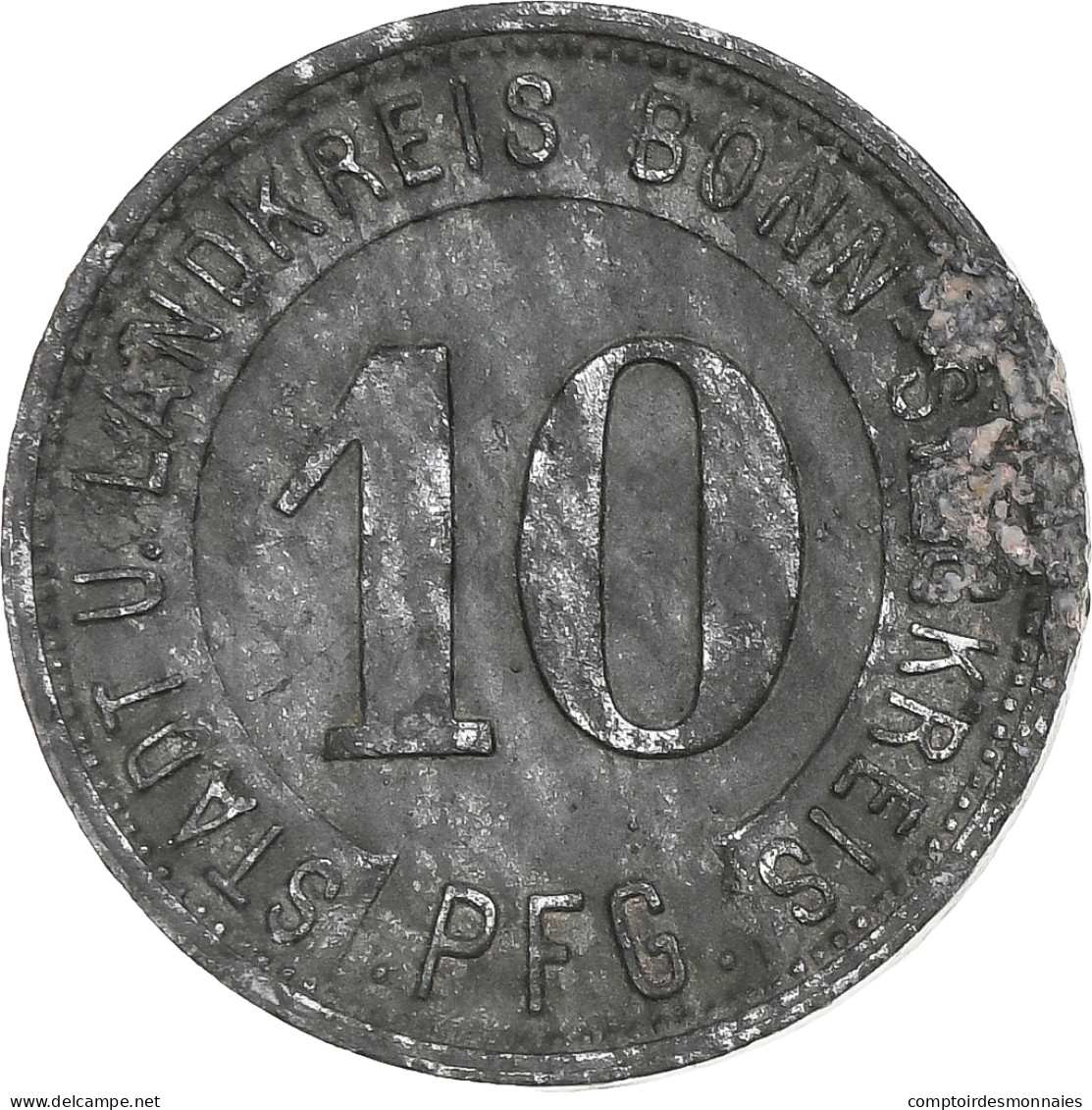 Allemagne, Bonn-Siegkreis, 10 Pfennig, 1919, TTB+, Zinc - Notgeld