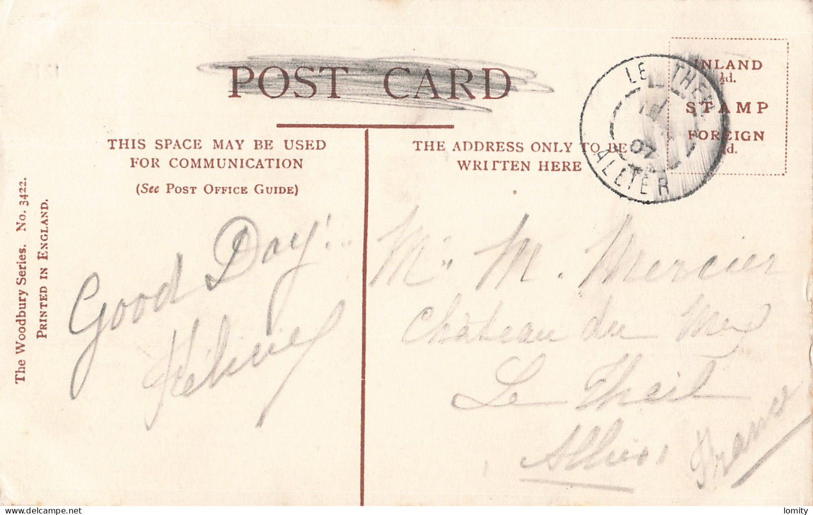 Jersey Harbour St Helier CPA + Timbre Cachet 1907 Port - St. Helier