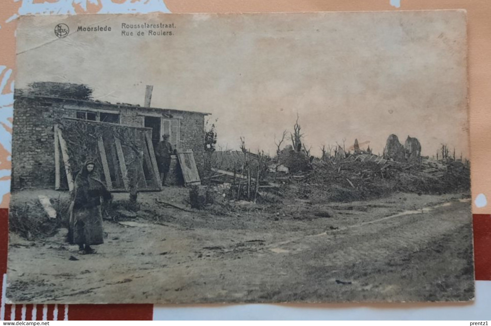 1 Oude Postkaart (CPA)  Moorslede In De 2 De Wereld Oorlog , Roeselarestraat - Moorslede
