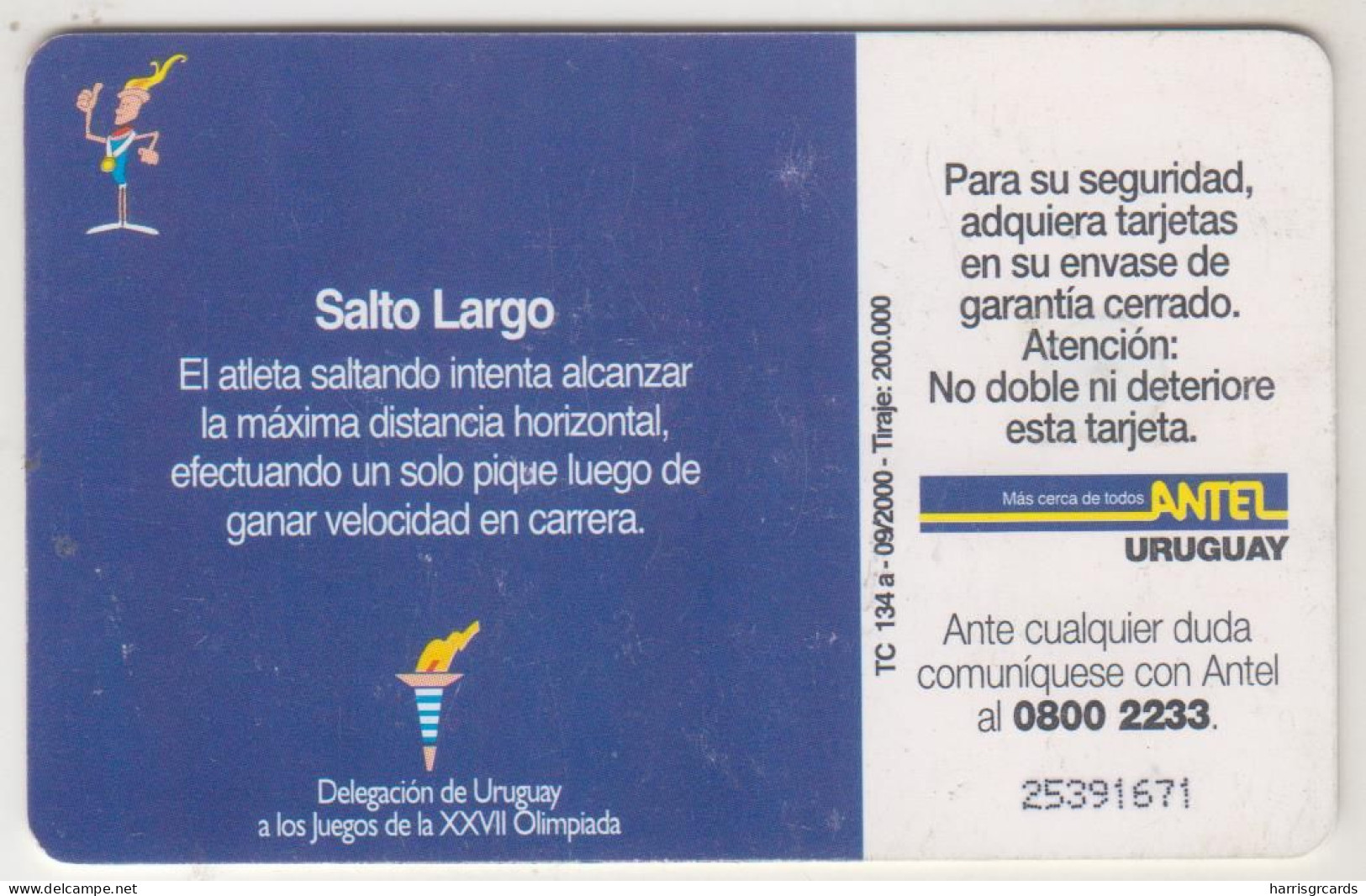 URUGUAY - Salto Largo - Mónica Falcioni, TC 134a, 10 $ , Tirage 200.000, Used - Uruguay