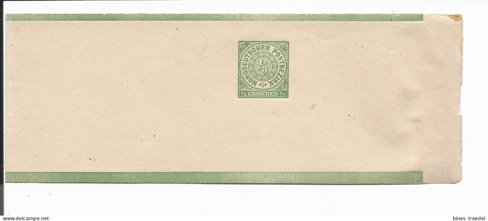 Norddeutscher Postbezirk S 1 **  - 1/3 Gr  Ziffer - Streifband - Postal  Stationery