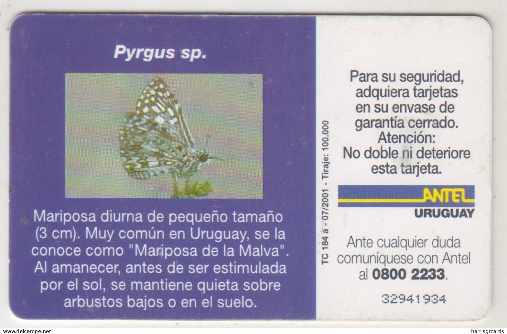 URUGUAY - Pyrgus Sp., TC 184a, 25 $ , Tirage 100.000, Used - Uruguay