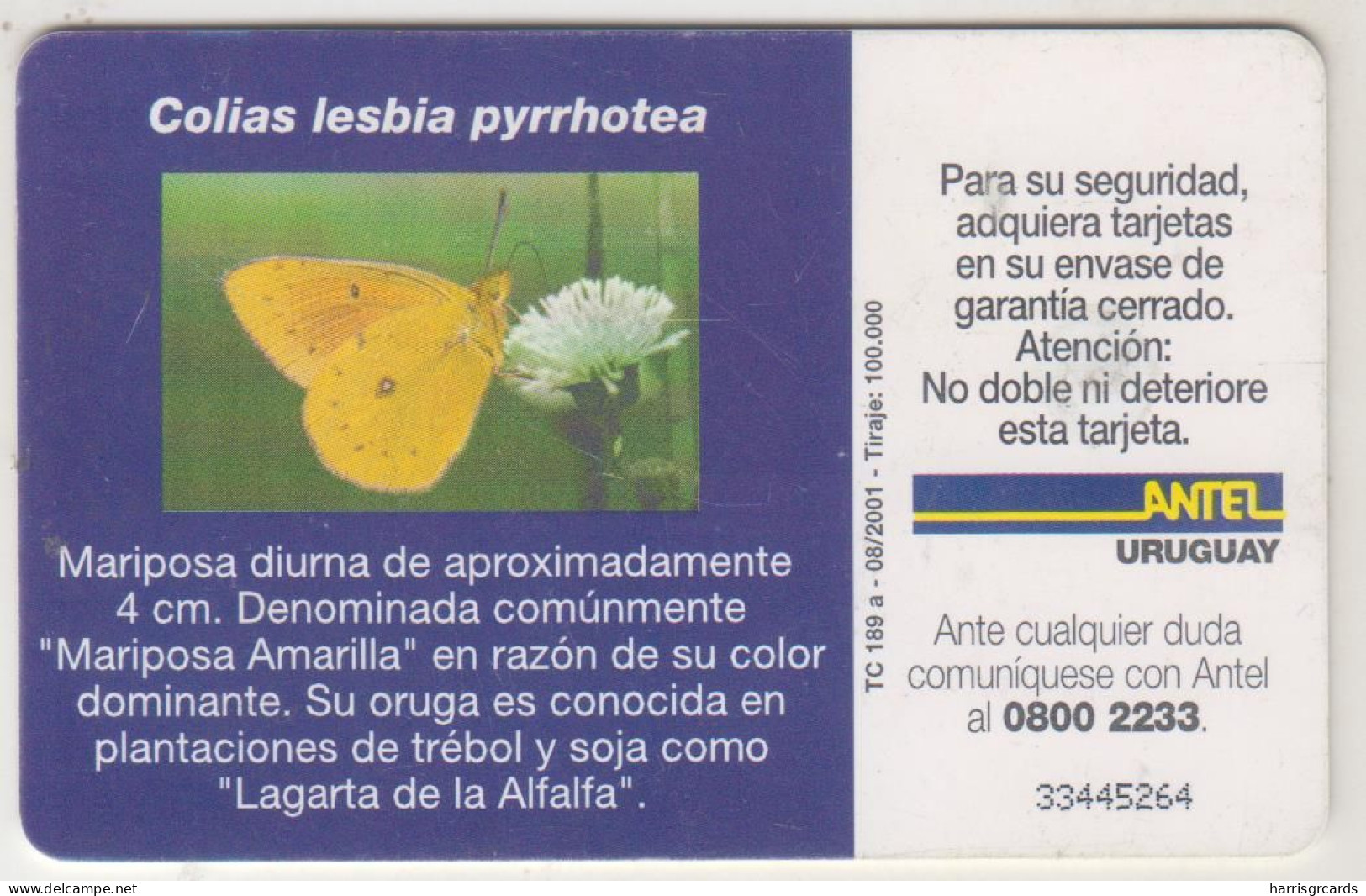 URUGUAY - Colias Lesbia Pymotea, TC 189a, 50 $ , Tirage 100.000, Used - Uruguay