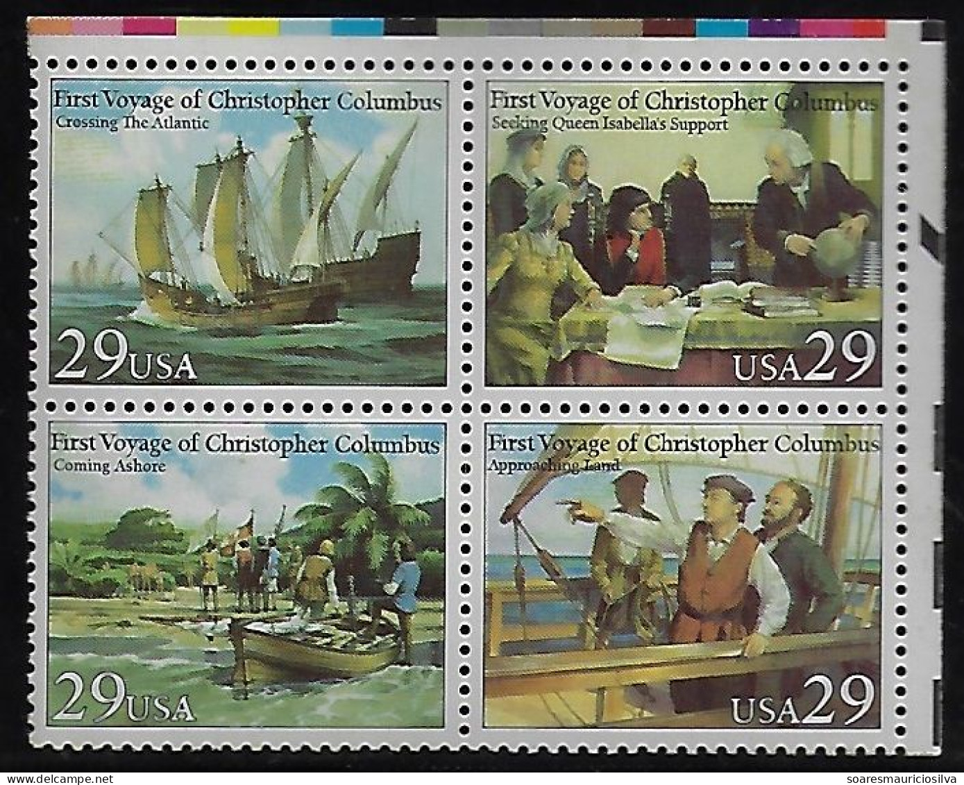 United States USA 1992 Complete Set Series Se-tenant Voyages Of Christopher Columbus Mint - Cristóbal Colón