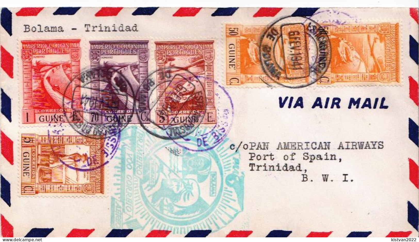 First Fly Cover To Port Of Spain, Trinidad On 6th February 1941 - Portugees Guinea