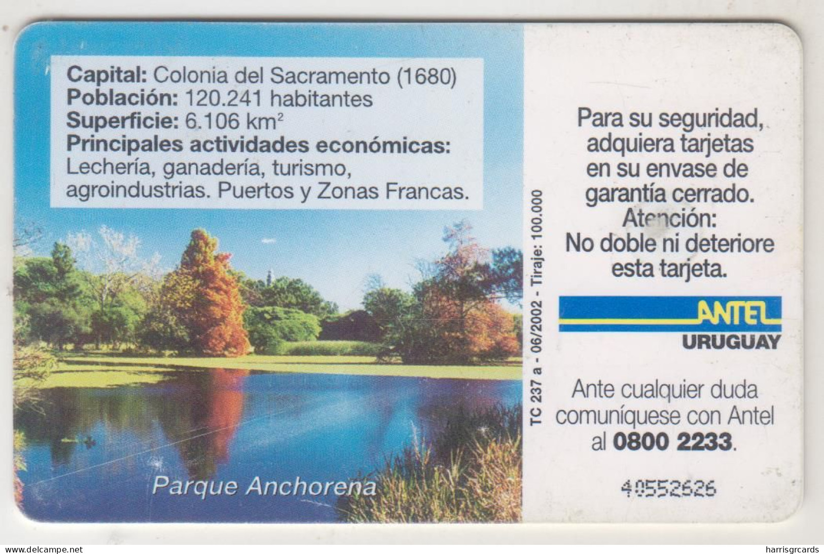 URUGUAY - Colonia, TC 237a, Chip: GEM5 (Red), 25 $ , Tirage 100.000, Used - Uruguay