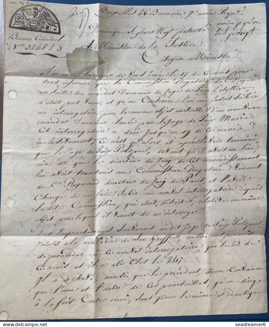 LETTRE Port Payé 16 NOV 1798 Marque Rouge " P.94.P / BRUXELLES " (Ht 49 Indice 15) + PP Bonnet Phrygien Pour PARIS TTB - 1794-1814 (Periodo Francese)