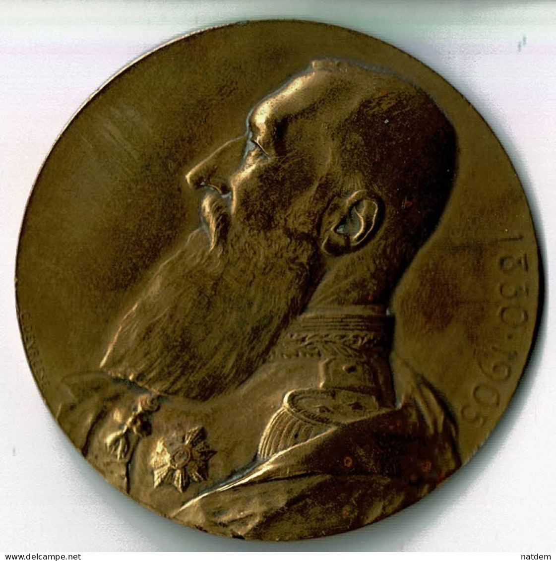 Médaille En Bronze, Souvenir LEOPOLD II , 1830-1905, Pour L'exposition De Liège (en 1905) Par Devreese - Royal / Of Nobility