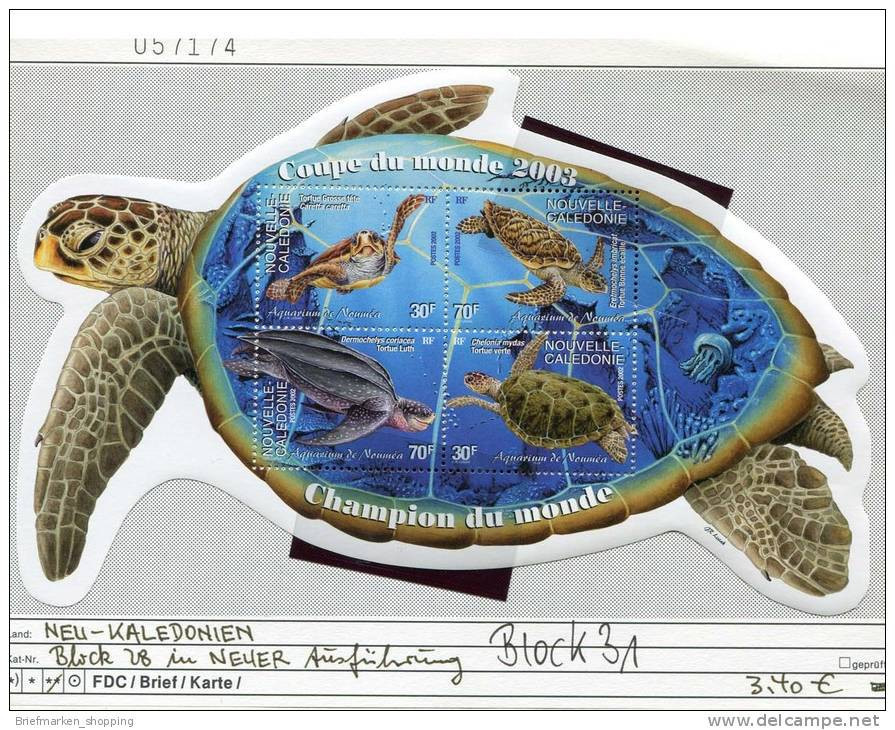 Neukaledonien 2003 - Nouvelle-Calédonie 2003 - Michel Block 31 -  ** Mnh Neuf - Schildkröten / Turtle / Tortue - Blocks & Kleinbögen