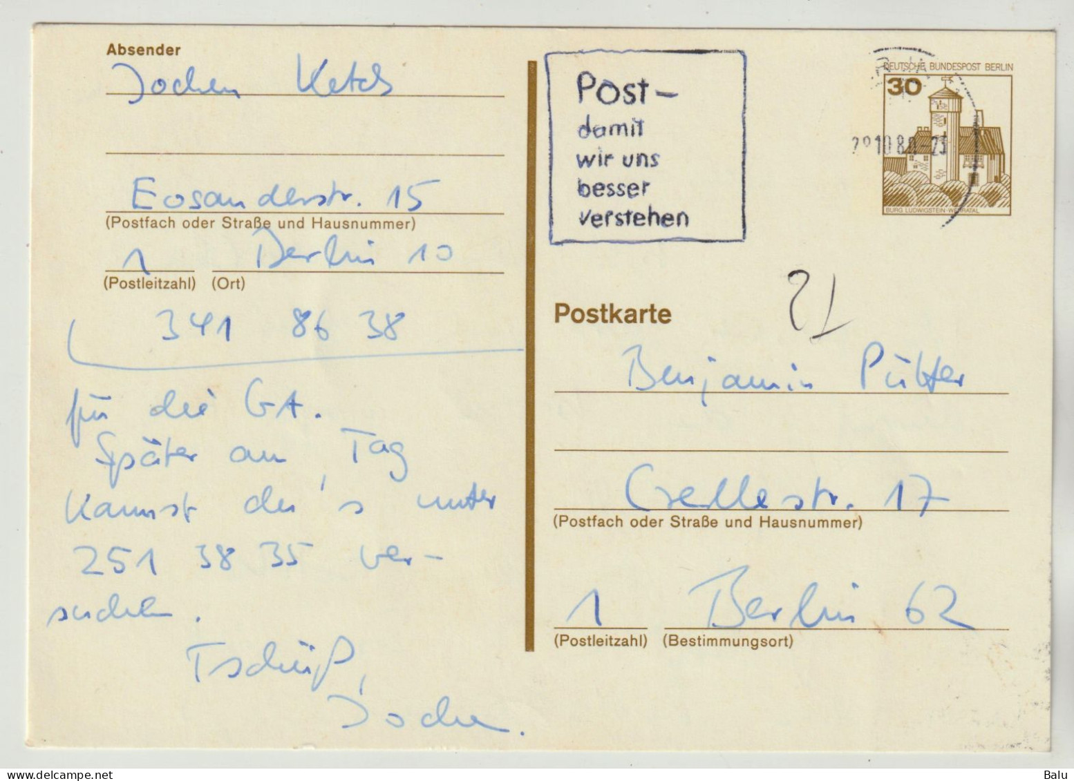 West-Berlin Amtliche, Gestempelte Ganzsachen-Postkarten P115 Wst. Burgen Und Schlösser 30 Pf Burg Ludwigstein, 3 Scans - Cartes Postales - Oblitérées