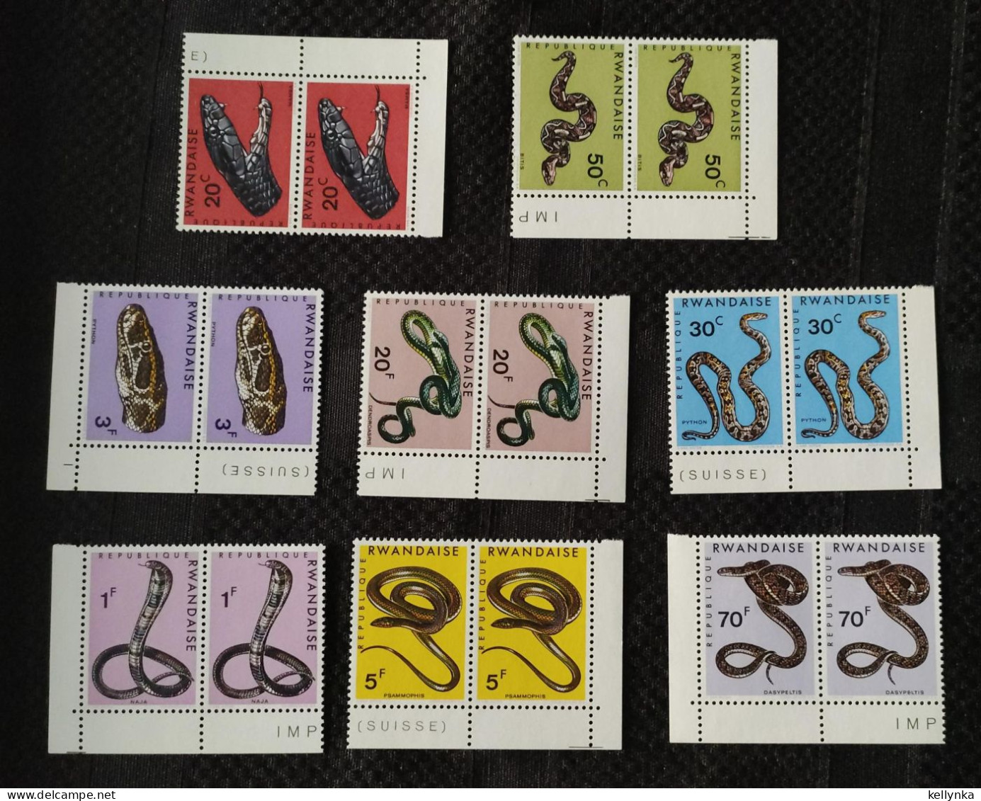 Rwanda - 191/198 - En Paire - Serpents - 1967 - MNH - Ungebraucht