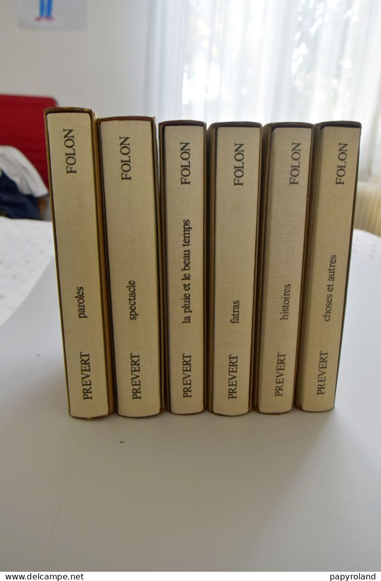 LES Oeuvres De Jacques Prévert En 6 Tomes Cartonnés  -       Aquarelles De Folon -  édition état Neuf  - N° :  3532 - French Authors