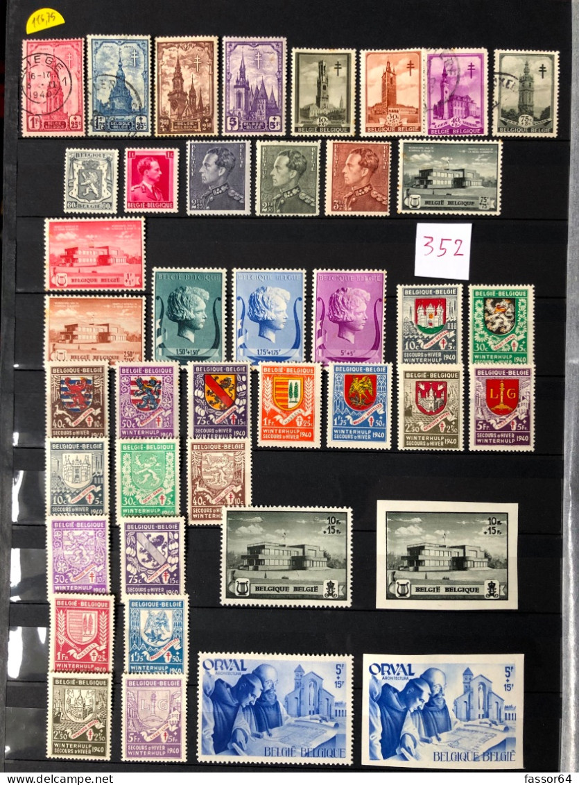 Belgique Neufs Et Oblitérés Lot 352 1936/1945 N°418a à 700 Côte + 500 EurosBelgique Neuf - Autres & Non Classés