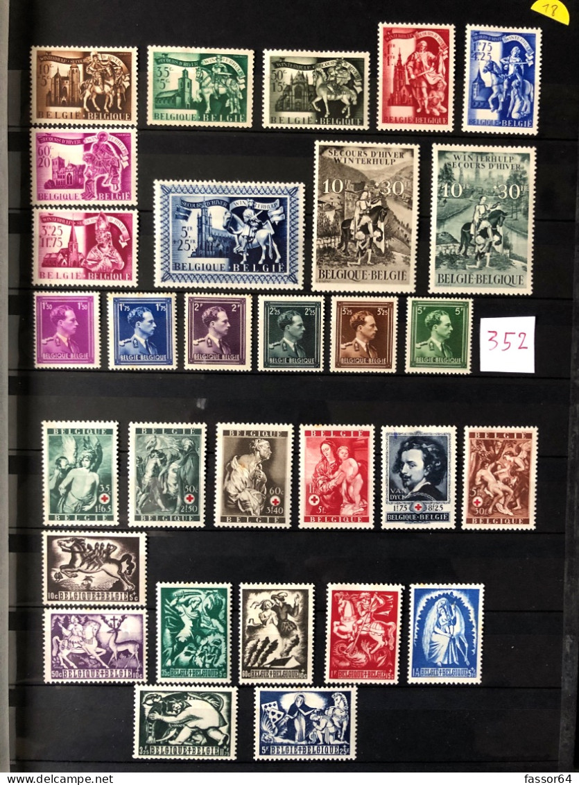 Belgique neufs et oblitérés Lot 352 1936/1945 N°418a à 700 Côte + 500 eurosBelgique neuf