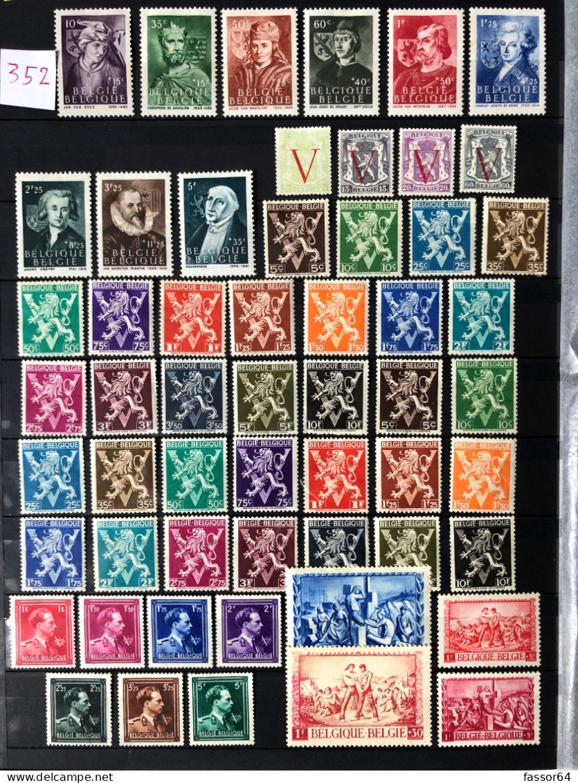 Belgique neufs et oblitérés Lot 352 1936/1945 N°418a à 700 Côte + 500 eurosBelgique neuf