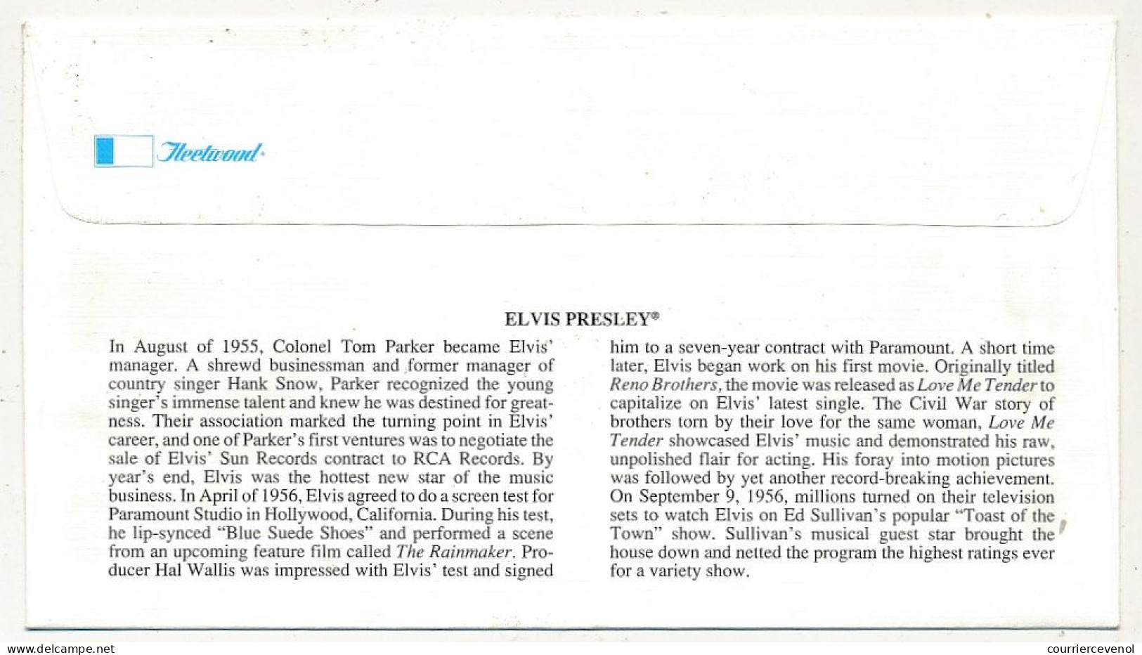 USA - Enveloppe FDC Premier Jour - Elvis PRESLEY - 8 Janvier 1993 - MEMPHIS - 1991-2000