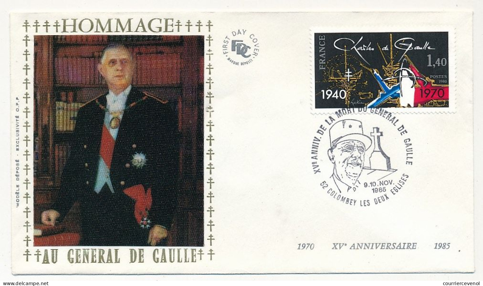 FRANCE => 1,40 Charles De Gaulle - Obl Temporaire "XVeme Anniversaire De La Mort Du Général De Gaulle" Colombey - De Gaulle (Generaal)