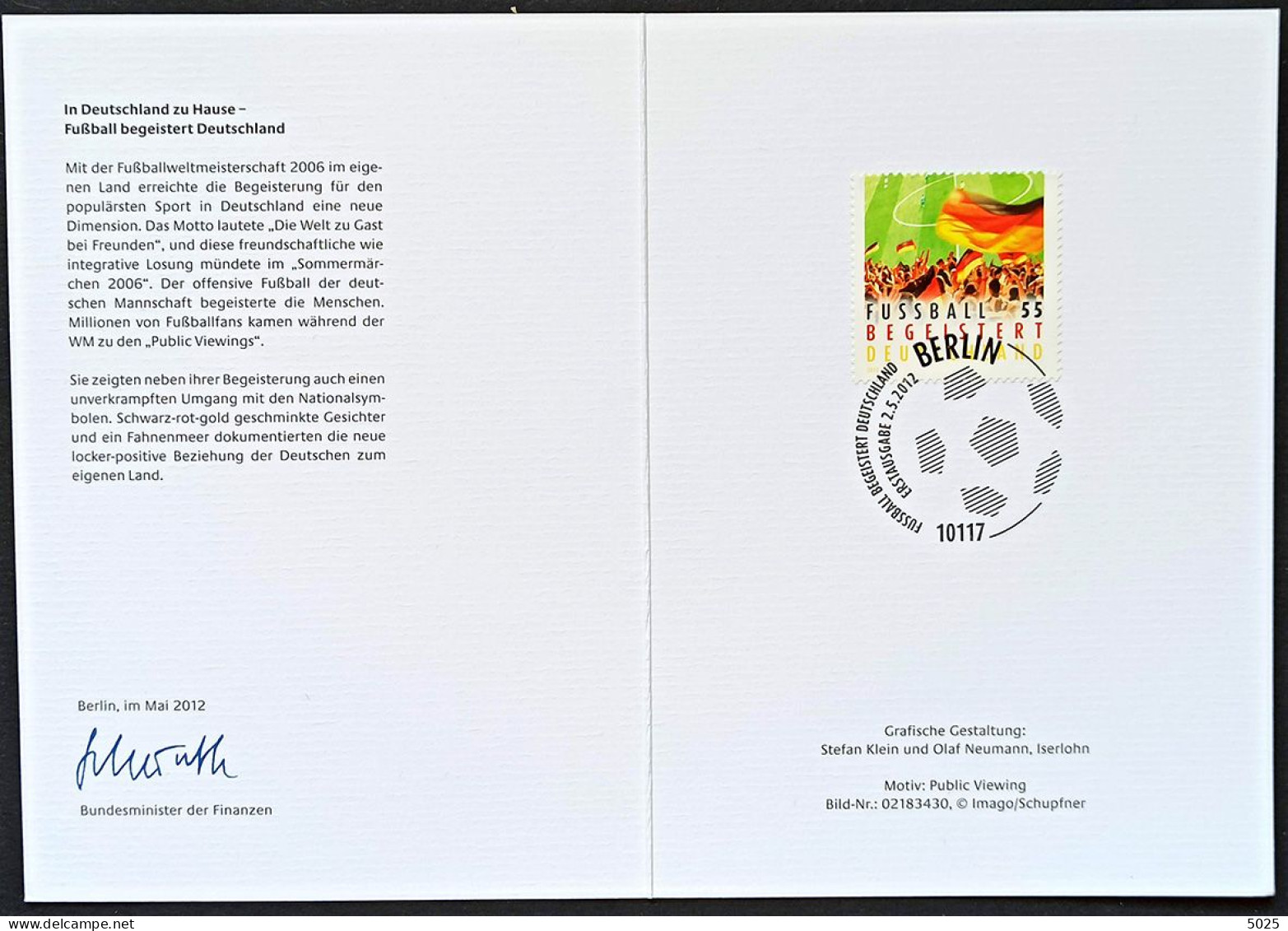 2012 - ALLEMAGNE - Encart Commémoration Coupe 2006 - Football EGT - 2006 – Allemagne