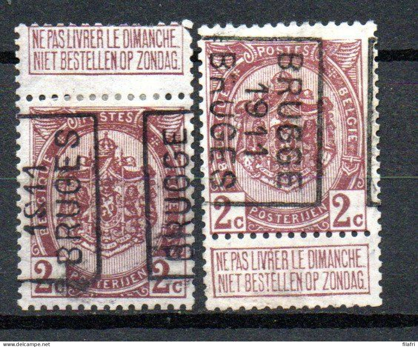 1702 Voorafstempeling Op Nr 82 - BRUGGE 1911 BRUGES -  Positie A & B - Roulettes 1910-19