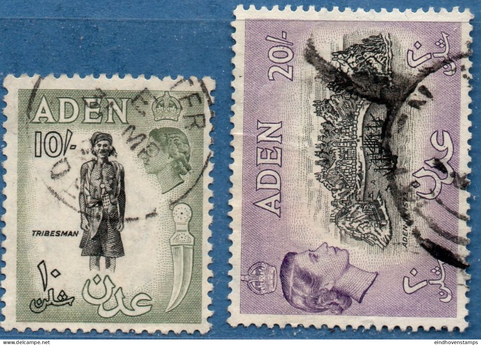 Aden 1954 10 & 20 R 2 Values Cancelled - Aden (1854-1963)