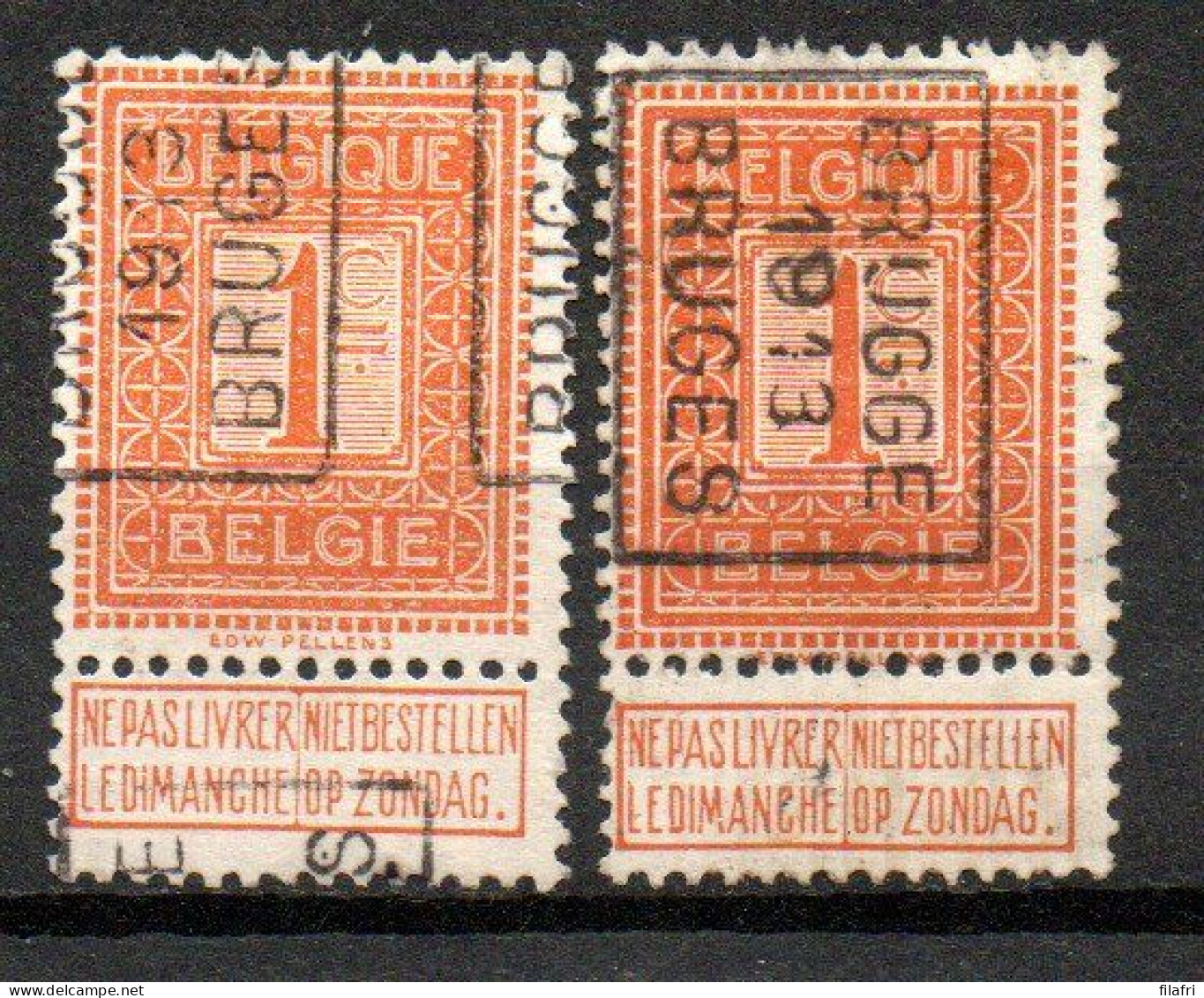 2132 Voorafstempeling Op Nr 108 - BRUGGE 1913 BRUGES -  Positie A & B - Roulettes 1910-19