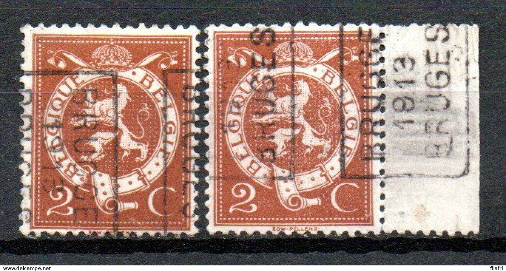 2205 Voorafstempeling Op Nr 109 - BRUGGE 1913 BRUGES - Positie A & B - Roulettes 1910-19