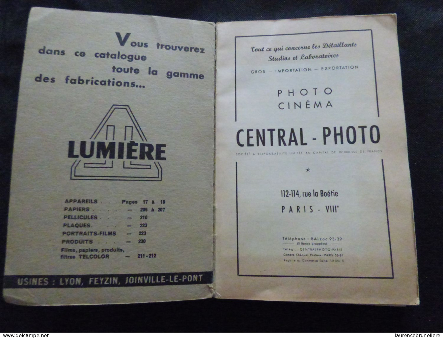 LIVRE  - CENTRAL PHOTO  - CATALOGUE MATERIEL PHOTOGRAPHIQUE ANNEES 1958-1959 - Andere & Zonder Classificatie