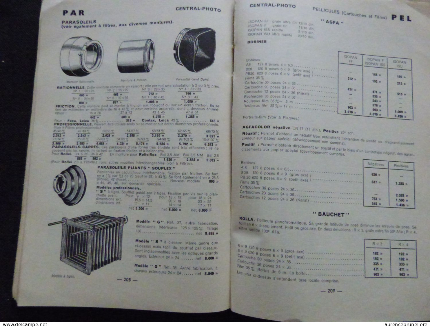 LIVRE  - CENTRAL PHOTO  - CATALOGUE MATERIEL PHOTOGRAPHIQUE ANNEES 1958-1959