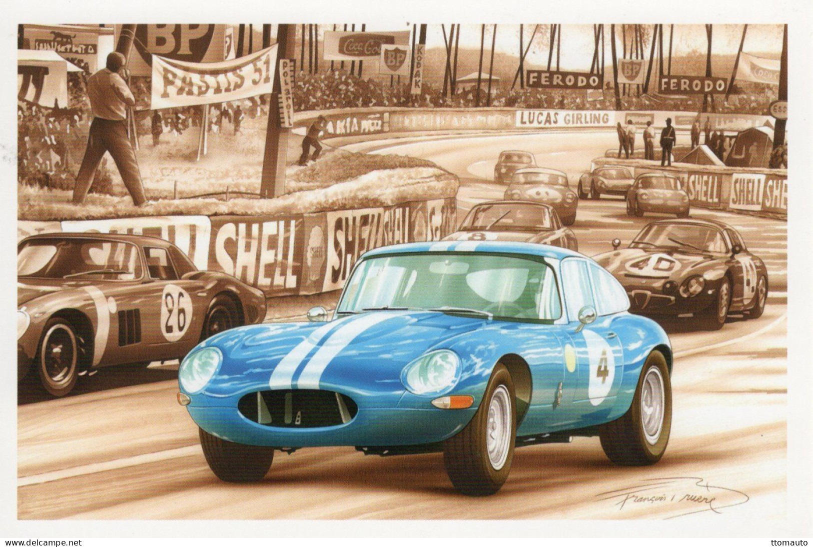 24 Heures Du Mans 1964 -  Jaguar Type E 'Lightweight' - Artiste:Francois Bruere - CPM - Le Mans