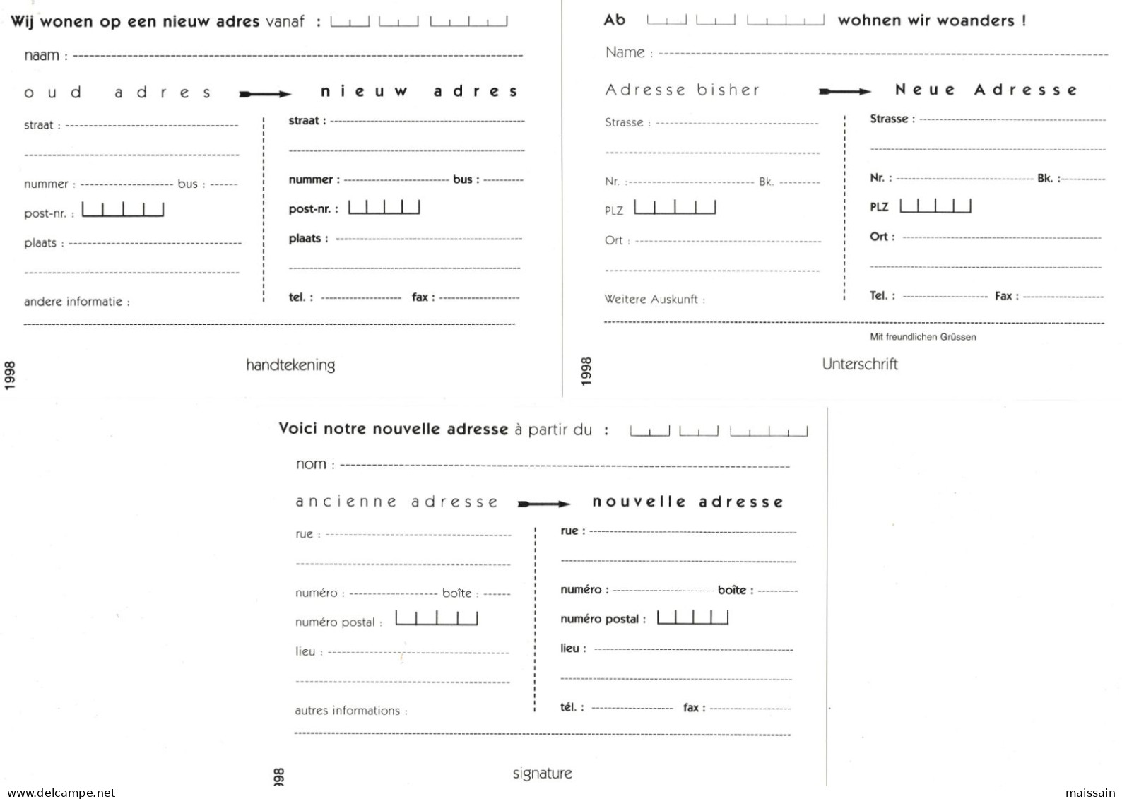 24 avis de changement d'adresse trilingue