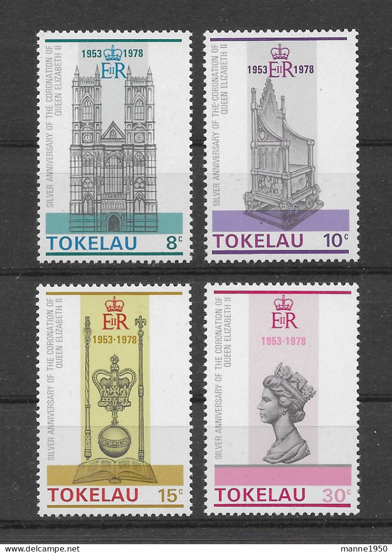 Tokelau 1978 25 Jahre Krönung Queen Elizabeth II Mi.Nr. 54/57 Kpl. Satz ** - Tokelau