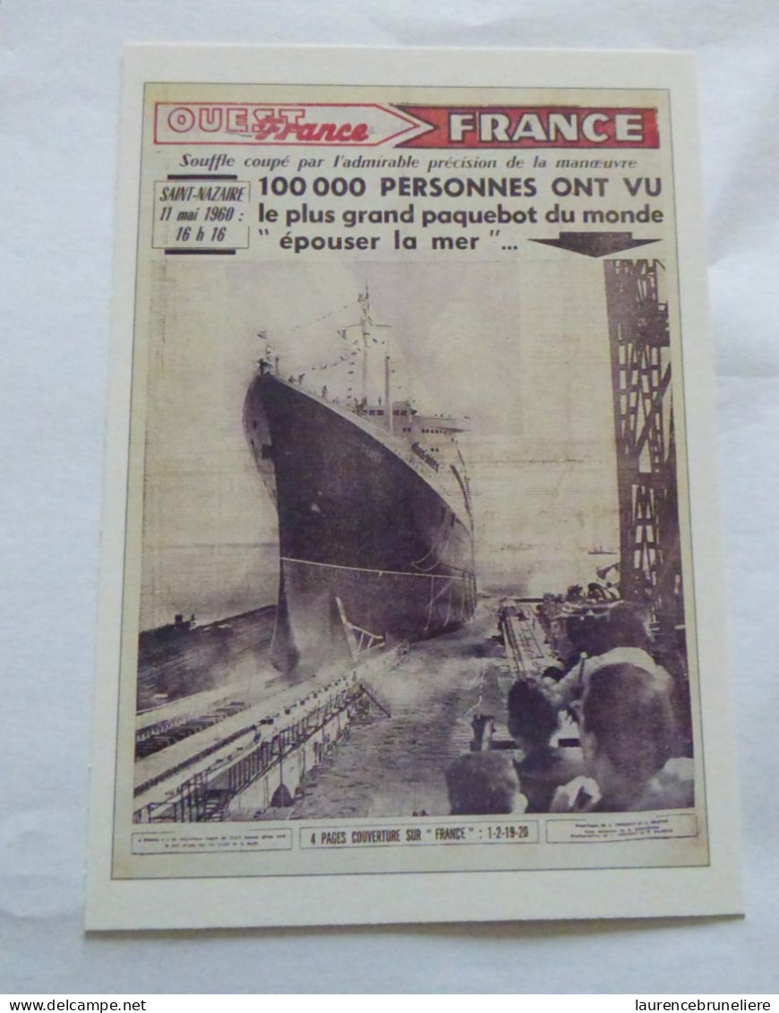 44 SAINT-NAZAIRE IL Y A 35 ANS - LA NAISSANCE DU FRANCE -  CARNET  DE 12 CARTES (REPRODUCTIONS) - Steamers