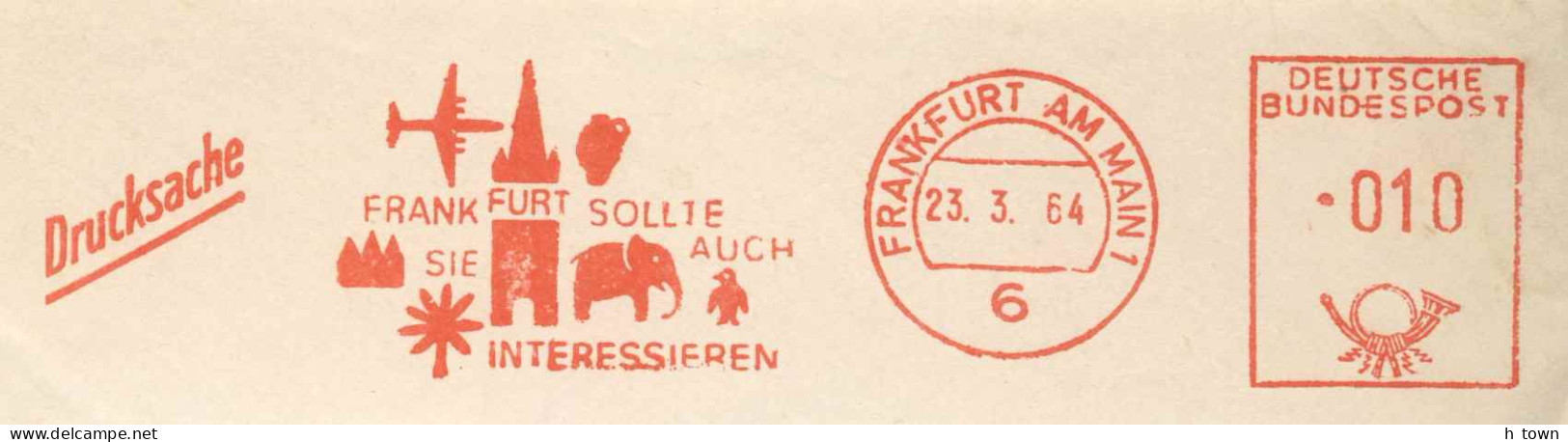 829  Manchot Pingouin, Eléphant, Palmier: Ema D'Allemagne, 1964. Penguin, Palm Tree Meter Stamp From Frankfurt, Germany - Pingouins & Manchots