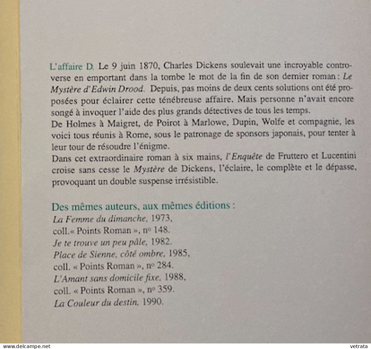 5 Livres de Fruttero & Lucentini : L’affaire D. - La nuit du Grand Boss - La signification de l’existence - L’amant sans