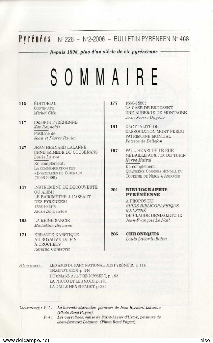 PYRENEES  N° 226  N°2  2006  - JEAN BERNARD LALANNE DU COUSERANS  - LES INVENTAIRES DE COMINAC OURS -   PAGE 115  A 224 - Midi-Pyrénées