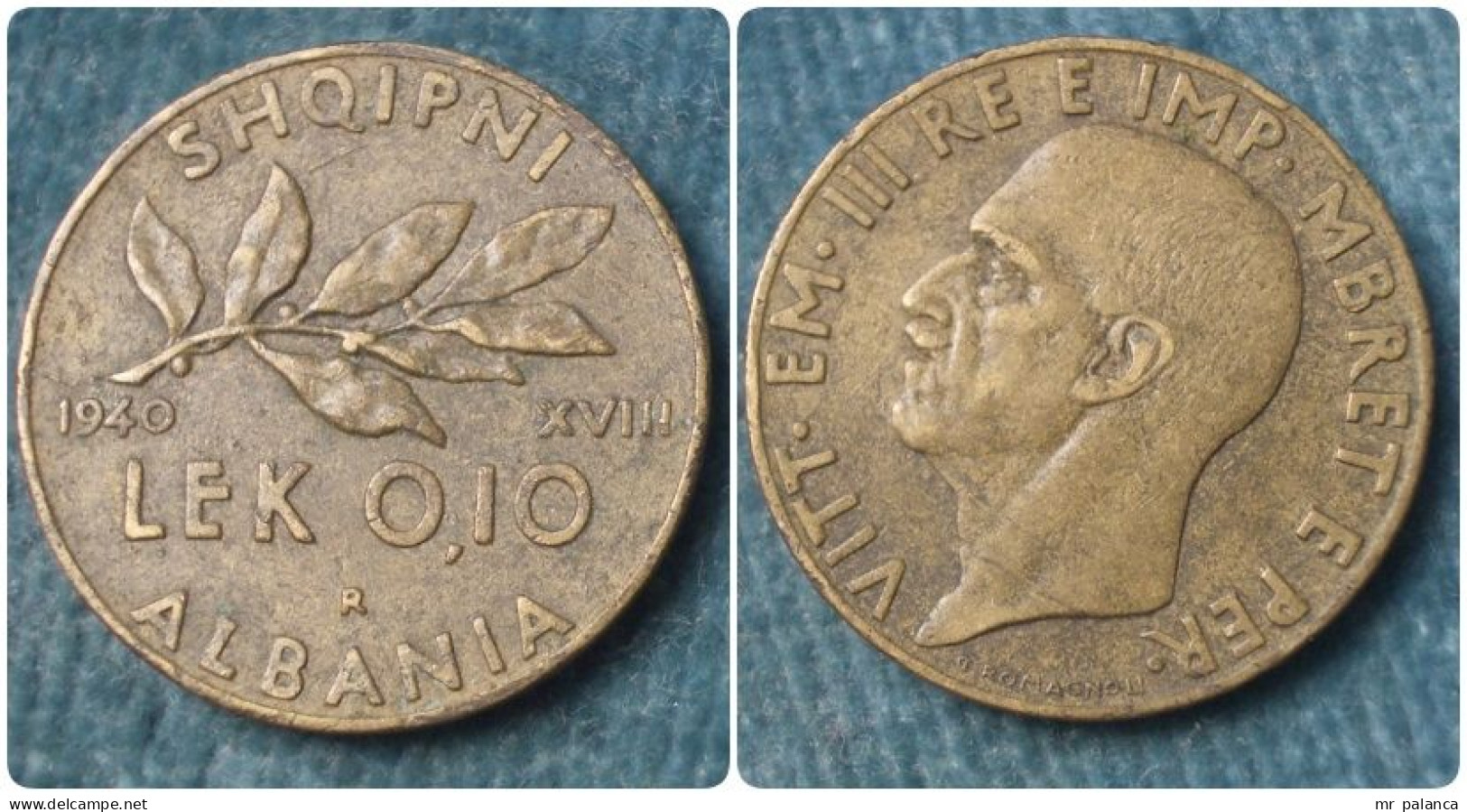 M_p> Regno Vitt Eman III° Colonia D'Albania 0,10 Lek 1940 XVIII Bronzital - Albanië