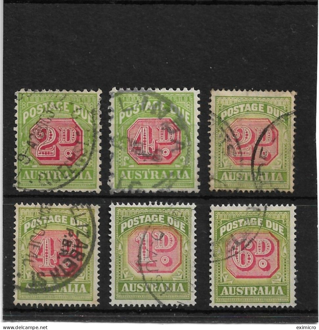 AUSTRALIA 1931 - 1947 POSTAGE DUES SG D107,D109,D114,D116,D120,D125 FINE USED Cat£15+ - Segnatasse