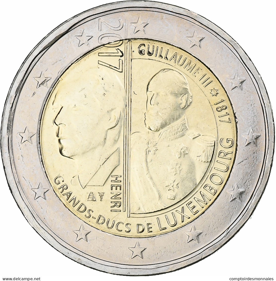 Luxembourg, 2 Euro, Guillaume III, 2017, Utrecht, SPL+, Bimétallique, KM:148 - Luxemburg