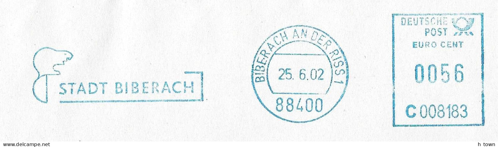 830  Castor: Ema Allemagne, 2003 -  Beaver Meter Stamp From Biberach, Germany - Rongeurs