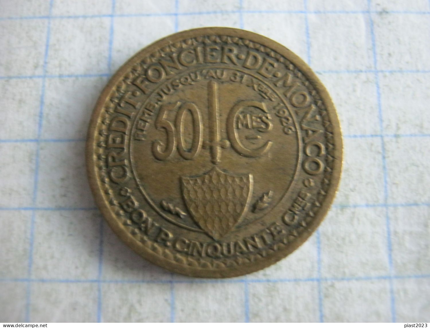 Monaco 50 Centimes 1924 - 1922-1949 Louis II
