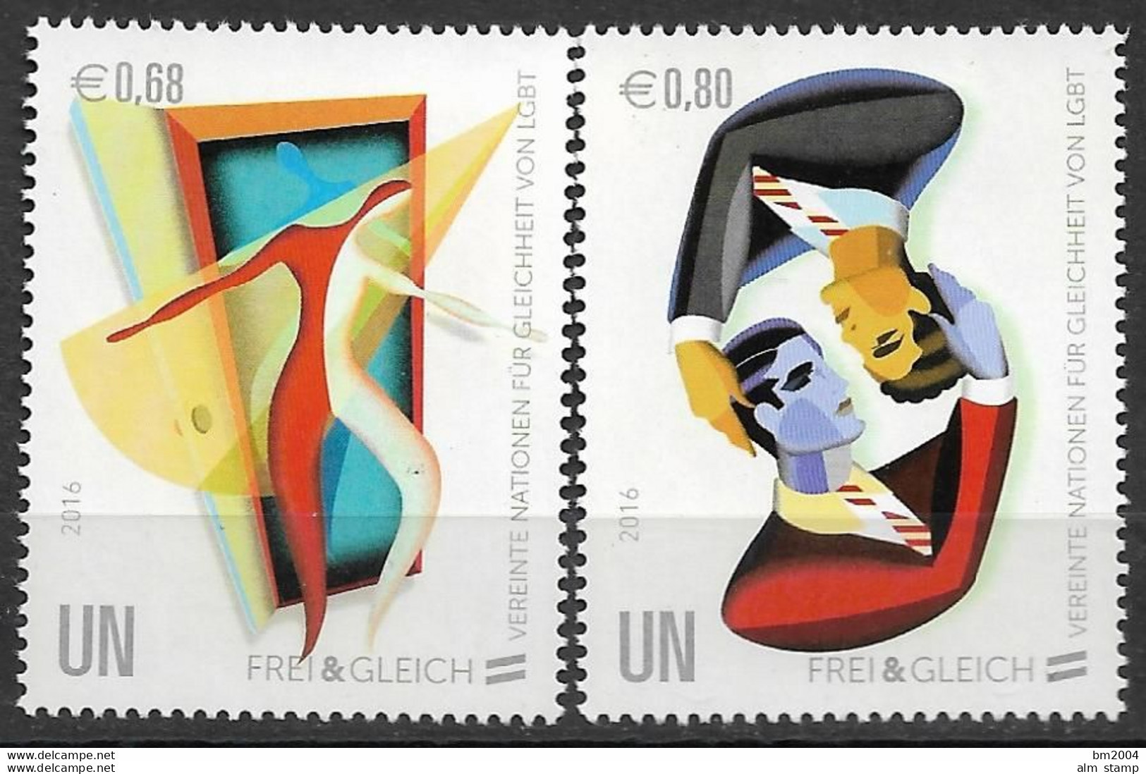 2016 UNO Wien Mi. 901-2 **MNH   Frei & Gleich: Gleichstellung Von Lesben, Schwulen, Bisexuellen Und Transgendern (LGBT). - Nuovi