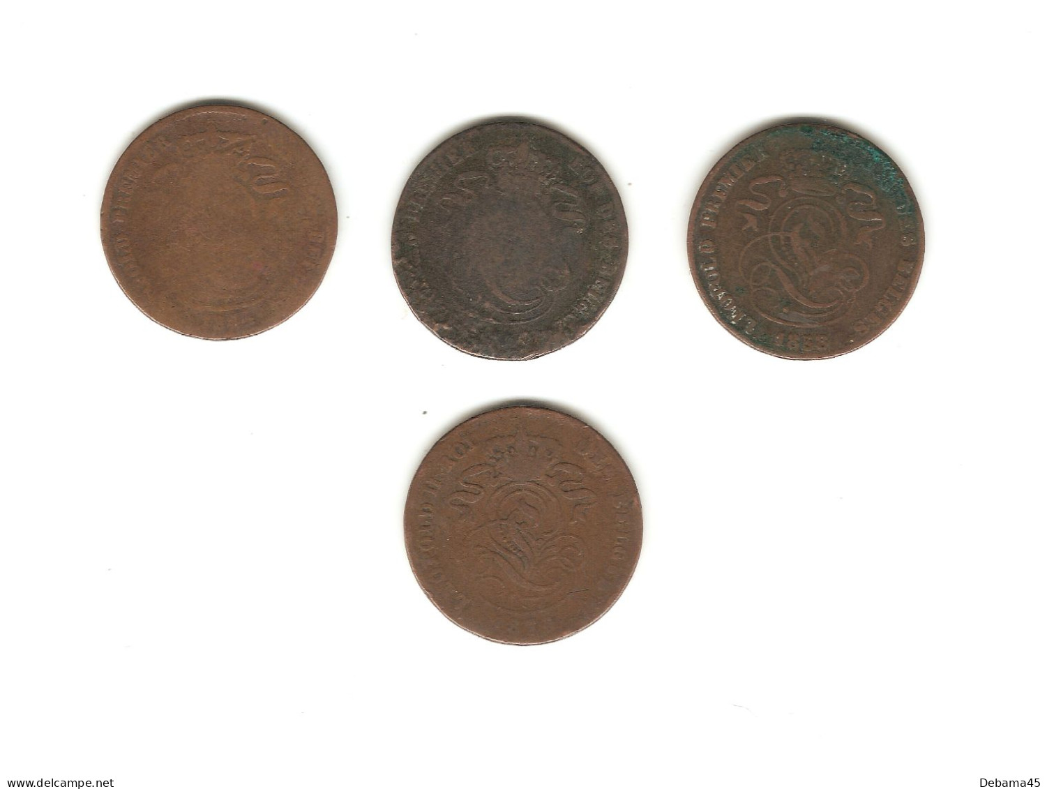 66/ Belgique : 4 X 2 Centimes : Léopold 1er (3) - Léopold II (1) - 2 Cents