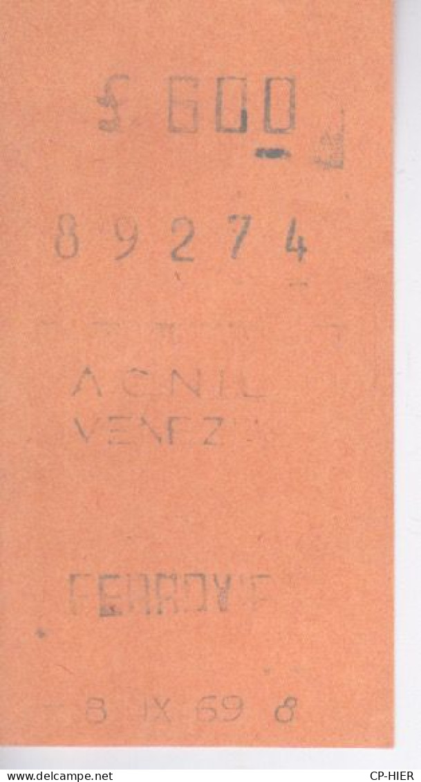 TICKET - ITALIE -  METRO BUS TRAMWAY  AC.N.I.L - VENEZIA  BILLET FERROVIA - Europe