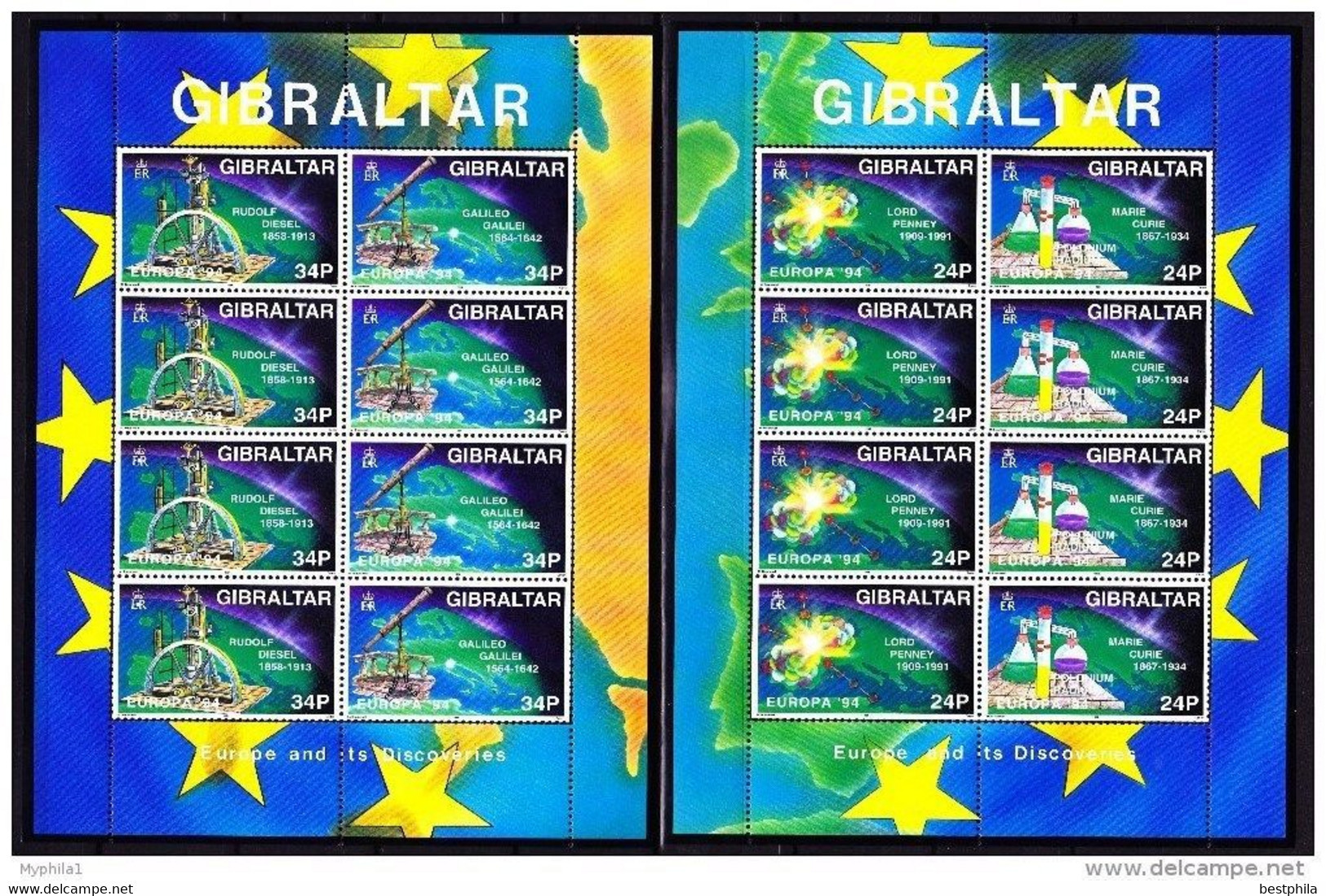 Europa Cept - 1994 - Gibraltar - 2.Sheetlet 10 Set ** MNH - 1994