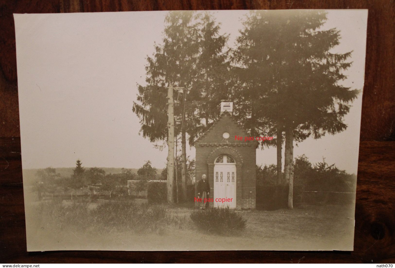 Photo 1890's Normandie Chapelle Tirage Albuminé Albumen Print Vintage - Places