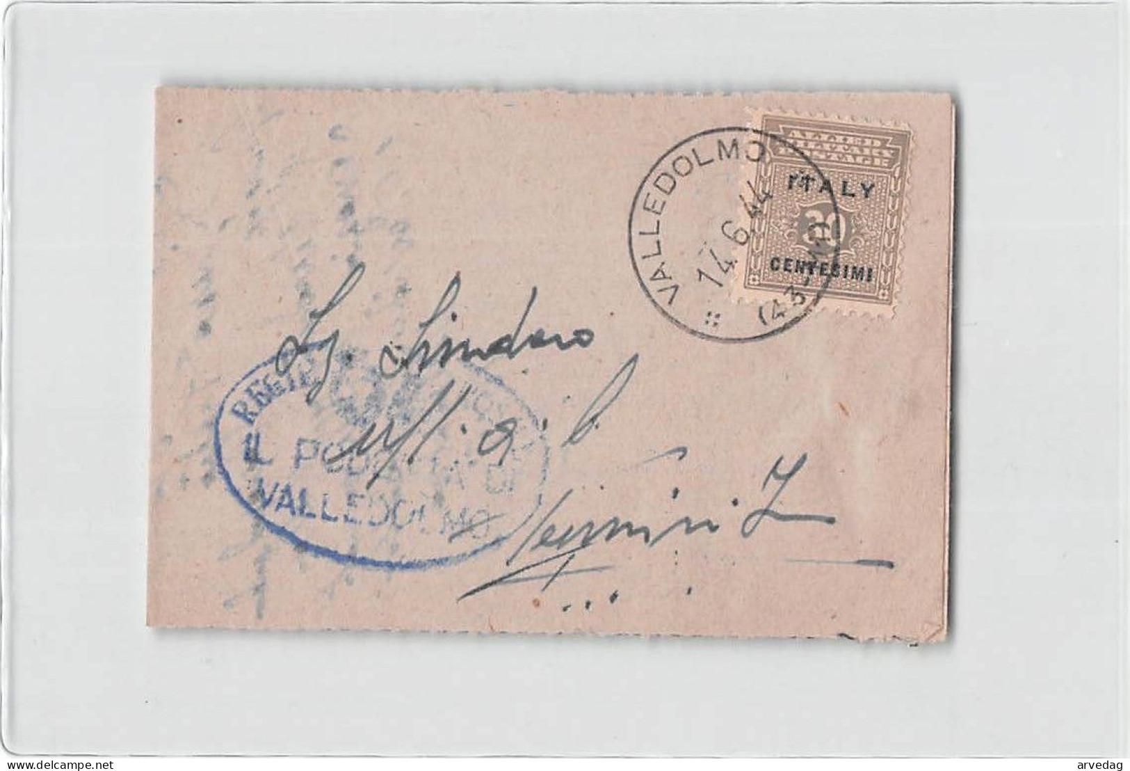 16025 VALLEDOLMO X TERMINI IMERESE - ALLIED MILITARY POSTAGE ITALY 30 CENTESIMI - Anglo-american Occ.: Sicily